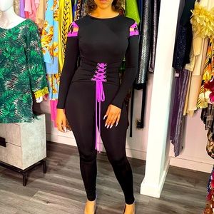 Purple and black jumpsuit